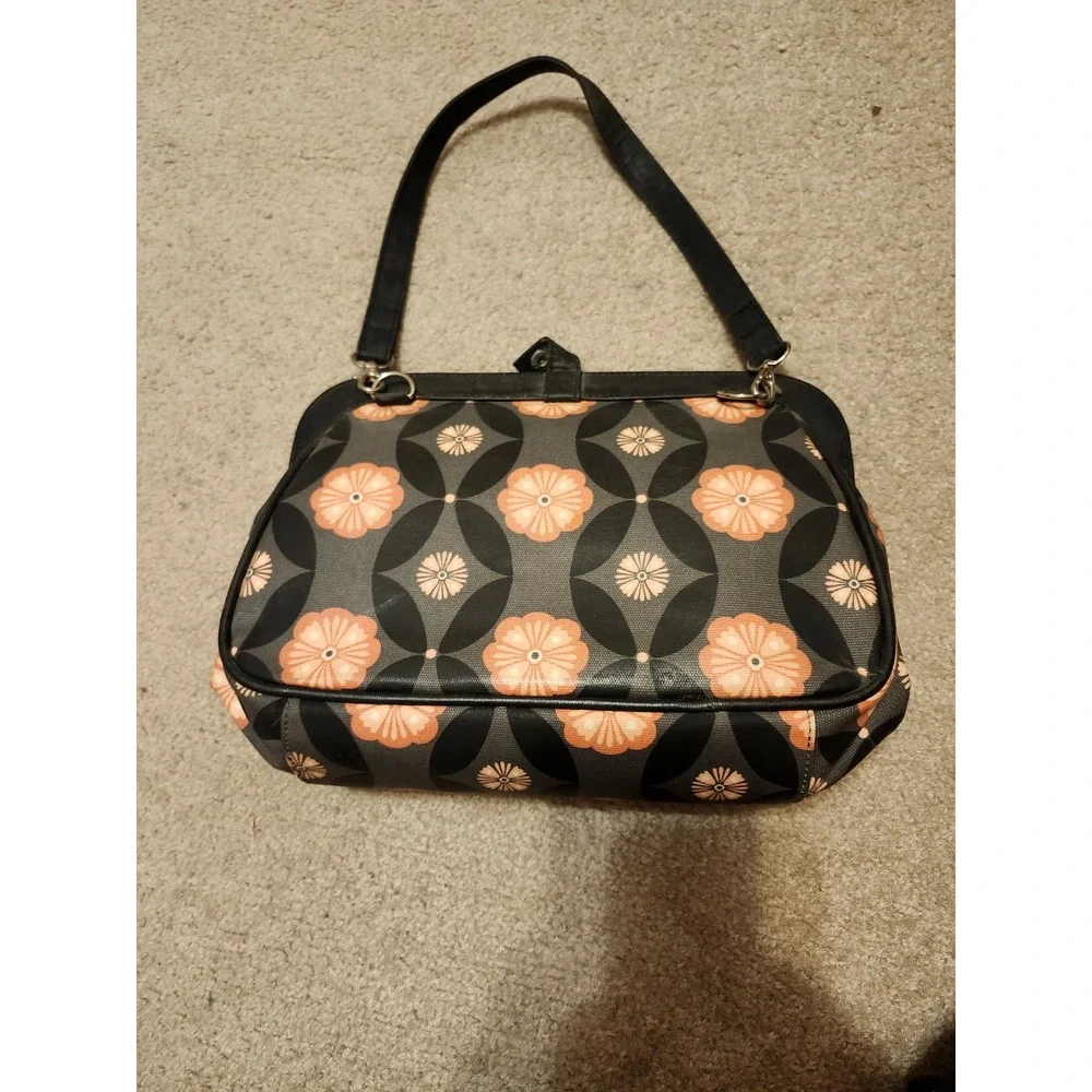 Petunia‎ Pickle Bottom Cross Town Clutch Diaper Floral Grey Orange Glazed Canvas